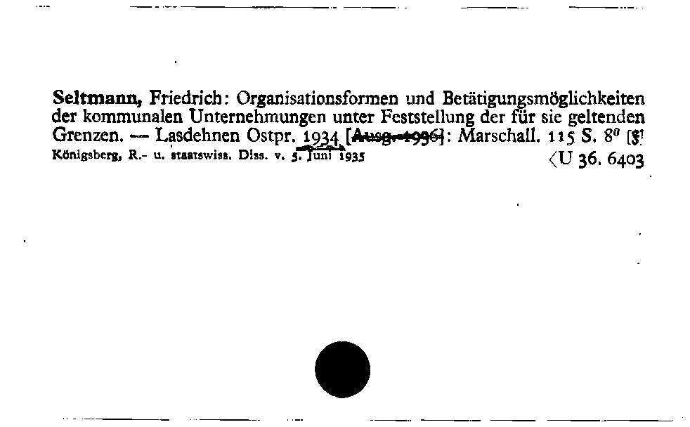 [Katalogkarte Dissertationenkatalog bis 1980]