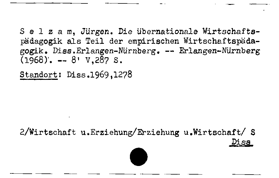 [Katalogkarte Dissertationenkatalog bis 1980]