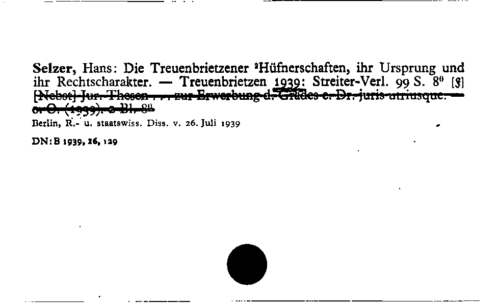 [Katalogkarte Dissertationenkatalog bis 1980]