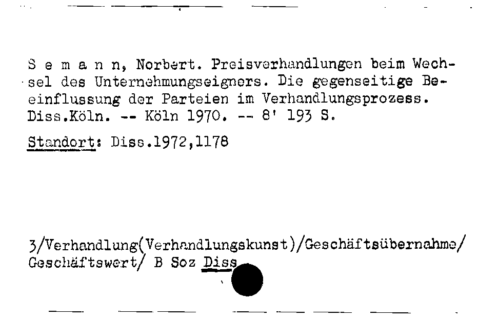 [Katalogkarte Dissertationenkatalog bis 1980]