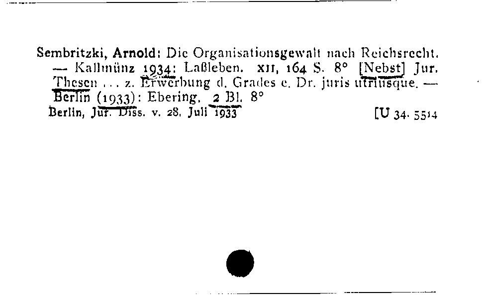 [Katalogkarte Dissertationenkatalog bis 1980]