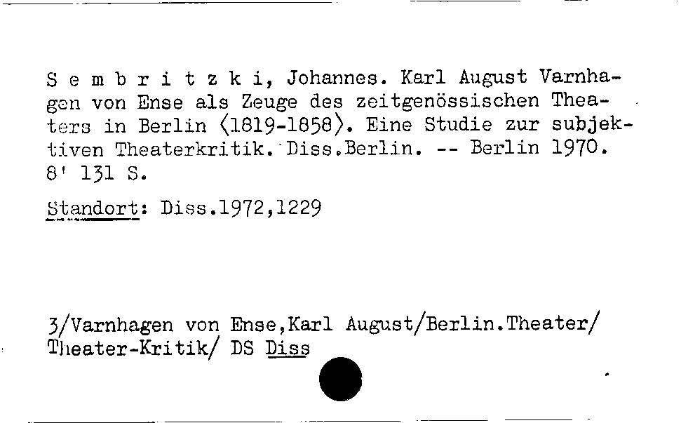 [Katalogkarte Dissertationenkatalog bis 1980]