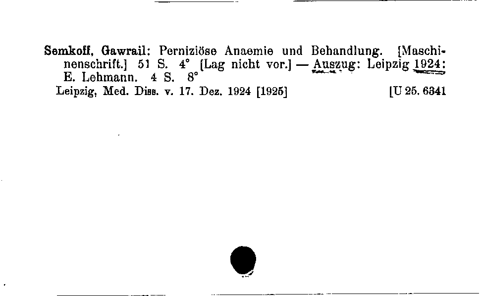 [Katalogkarte Dissertationenkatalog bis 1980]