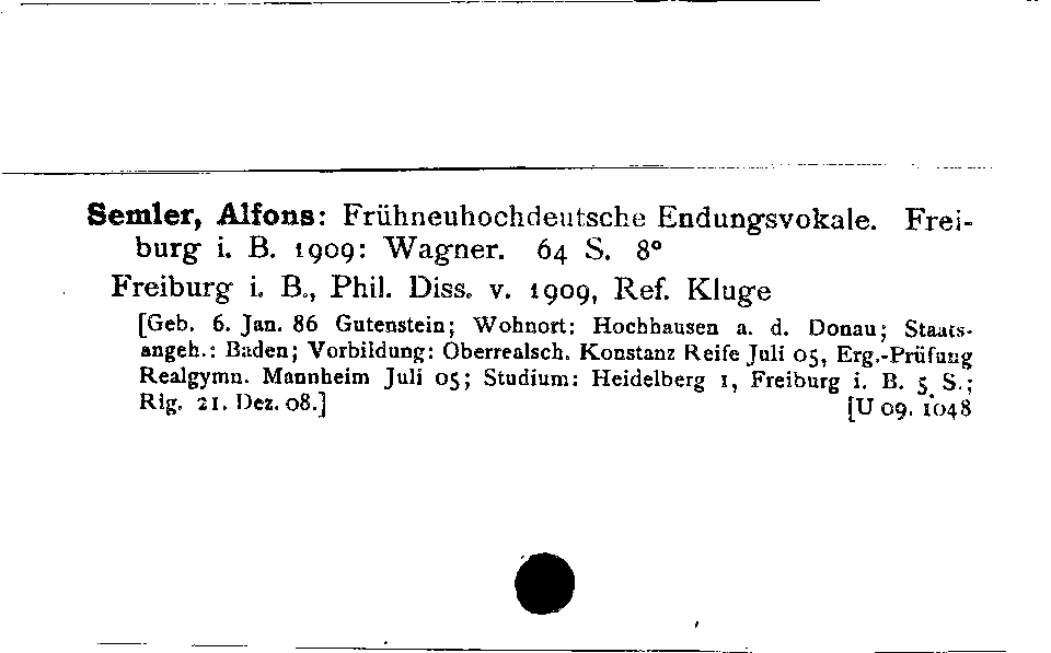 [Katalogkarte Dissertationenkatalog bis 1980]