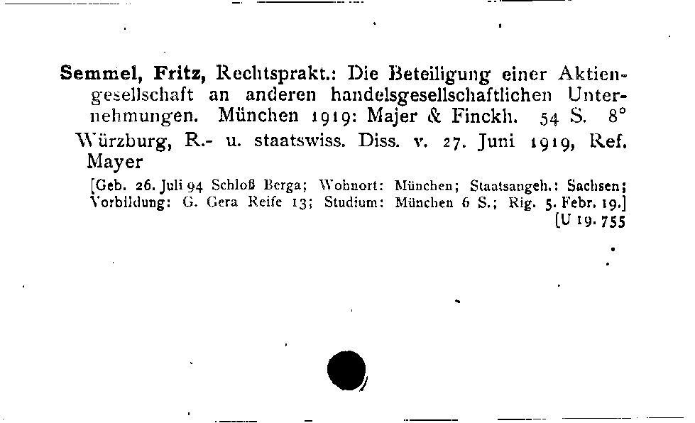 [Katalogkarte Dissertationenkatalog bis 1980]