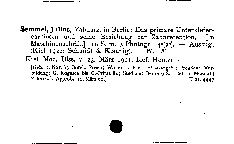 [Katalogkarte Dissertationenkatalog bis 1980]