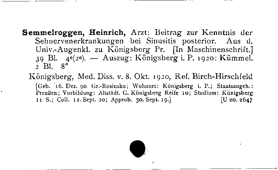 [Katalogkarte Dissertationenkatalog bis 1980]