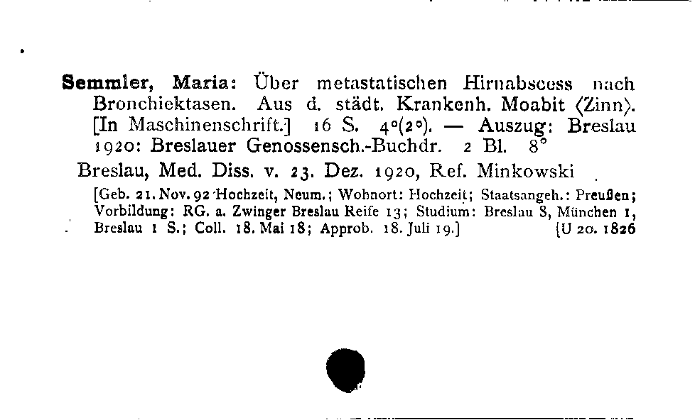 [Katalogkarte Dissertationenkatalog bis 1980]