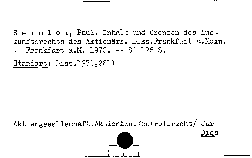 [Katalogkarte Dissertationenkatalog bis 1980]