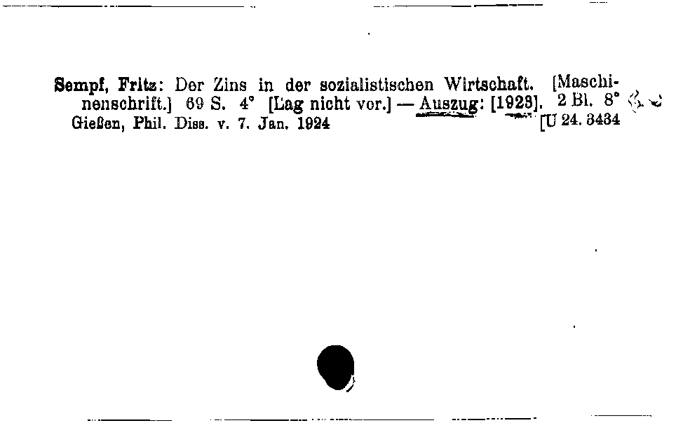 [Katalogkarte Dissertationenkatalog bis 1980]