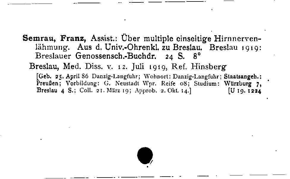 [Katalogkarte Dissertationenkatalog bis 1980]