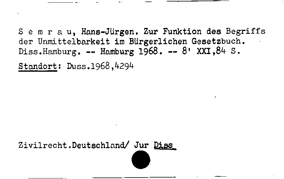 [Katalogkarte Dissertationenkatalog bis 1980]