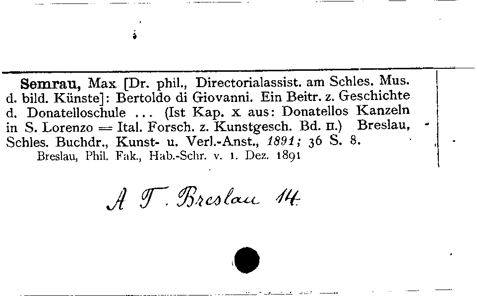 [Katalogkarte Dissertationenkatalog bis 1980]