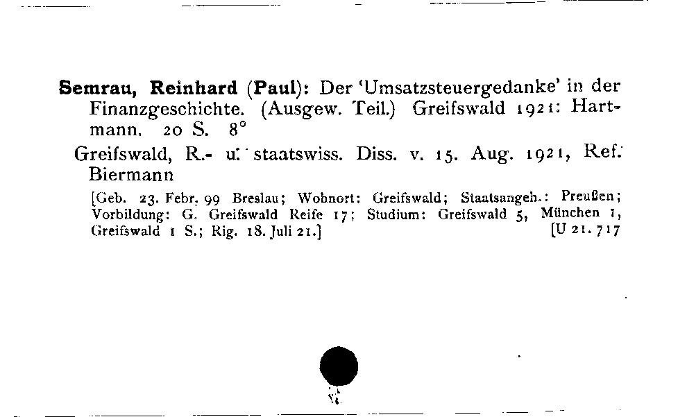 [Katalogkarte Dissertationenkatalog bis 1980]