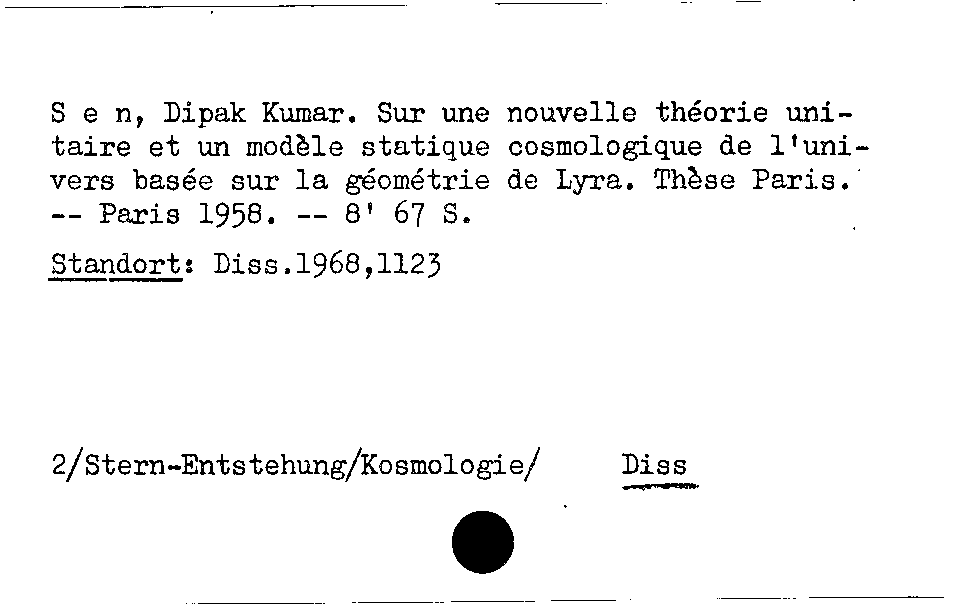 [Katalogkarte Dissertationenkatalog bis 1980]