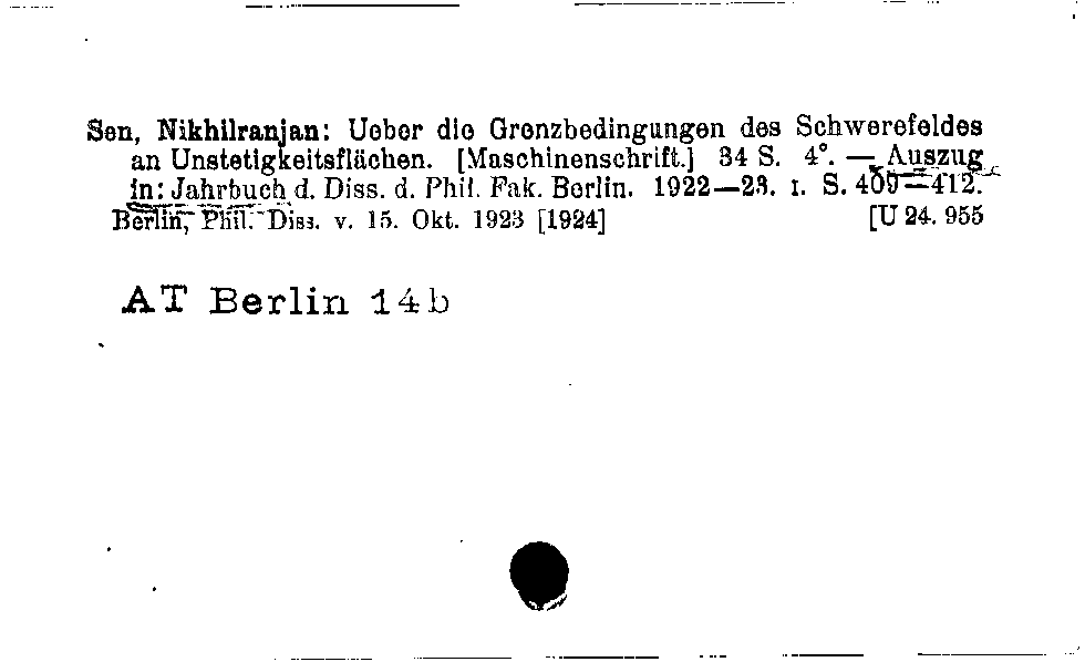 [Katalogkarte Dissertationenkatalog bis 1980]