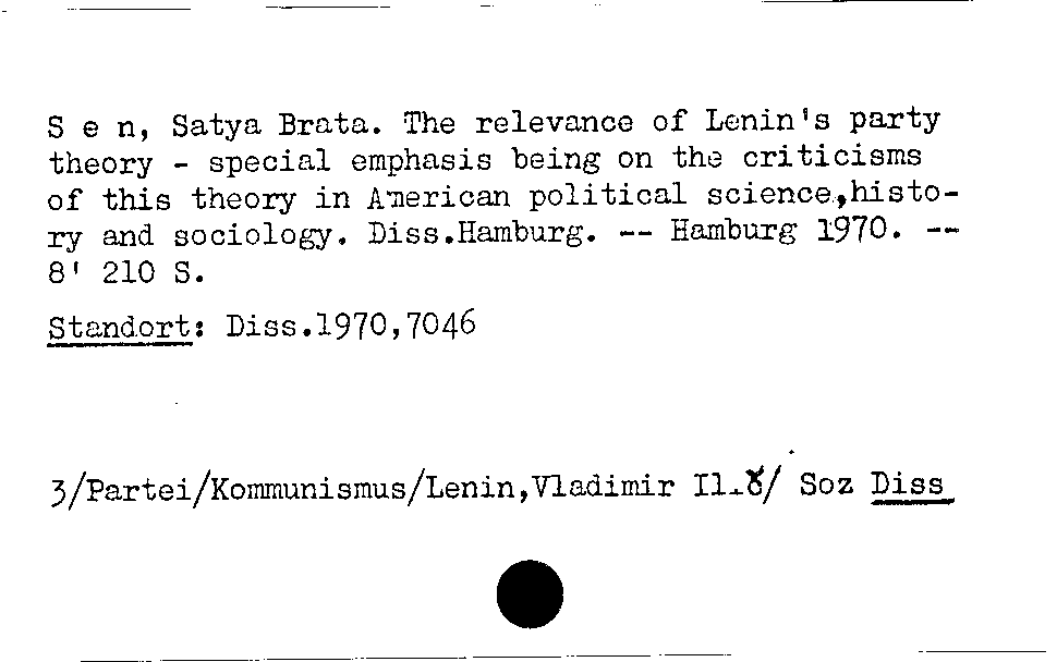 [Katalogkarte Dissertationenkatalog bis 1980]