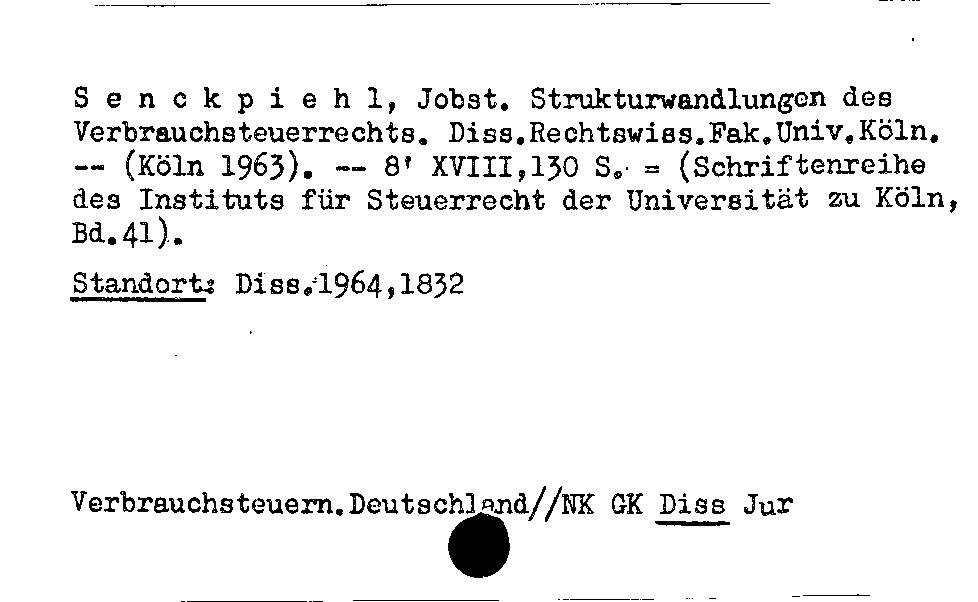 [Katalogkarte Dissertationenkatalog bis 1980]