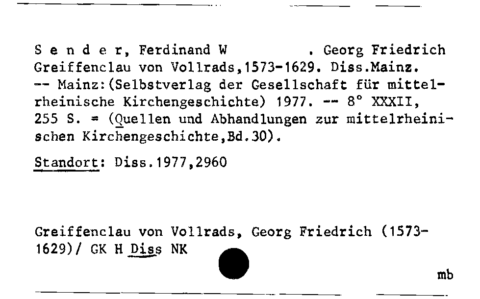 [Katalogkarte Dissertationenkatalog bis 1980]