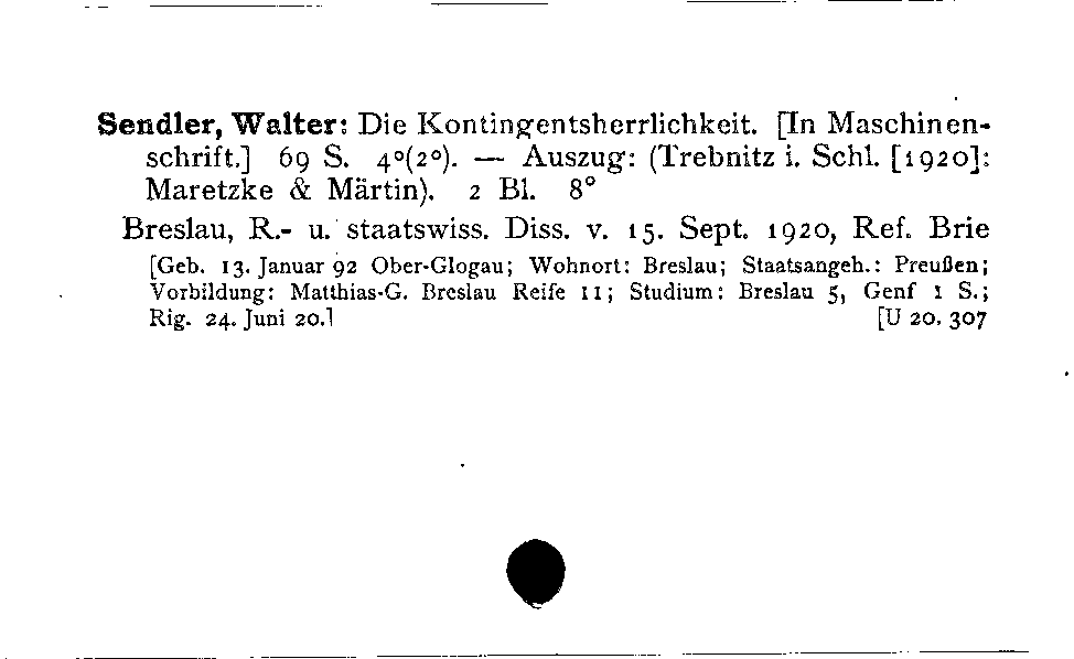 [Katalogkarte Dissertationenkatalog bis 1980]