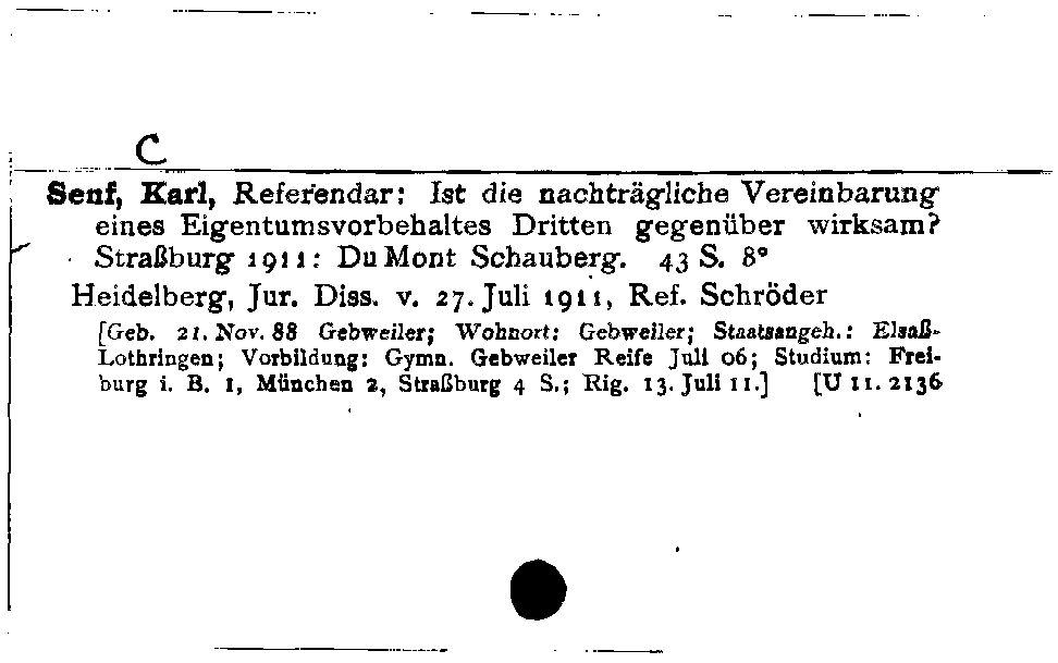 [Katalogkarte Dissertationenkatalog bis 1980]