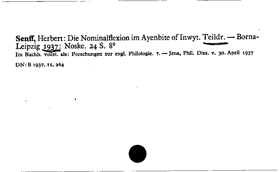 [Katalogkarte Dissertationenkatalog bis 1980]