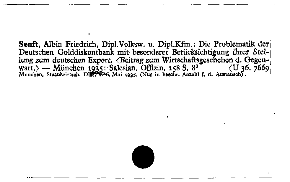 [Katalogkarte Dissertationenkatalog bis 1980]