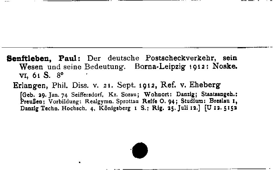 [Katalogkarte Dissertationenkatalog bis 1980]