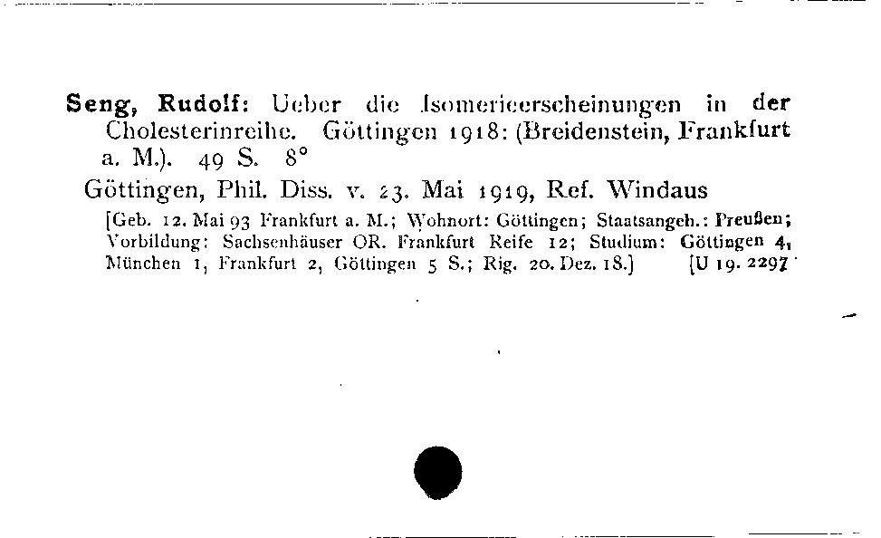 [Katalogkarte Dissertationenkatalog bis 1980]