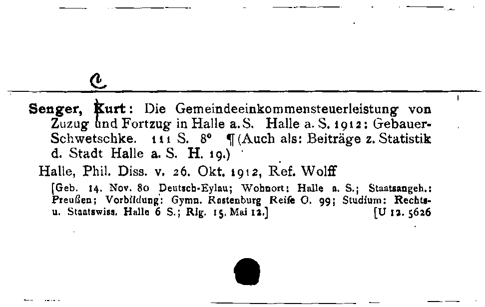 [Katalogkarte Dissertationenkatalog bis 1980]