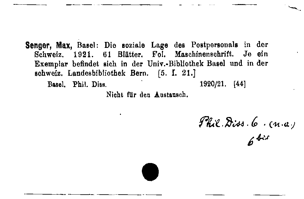 [Katalogkarte Dissertationenkatalog bis 1980]