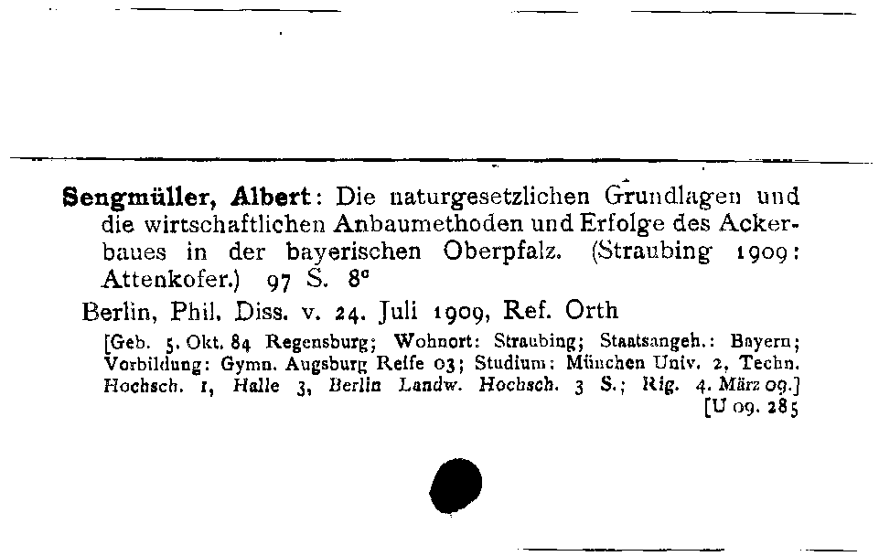 [Katalogkarte Dissertationenkatalog bis 1980]