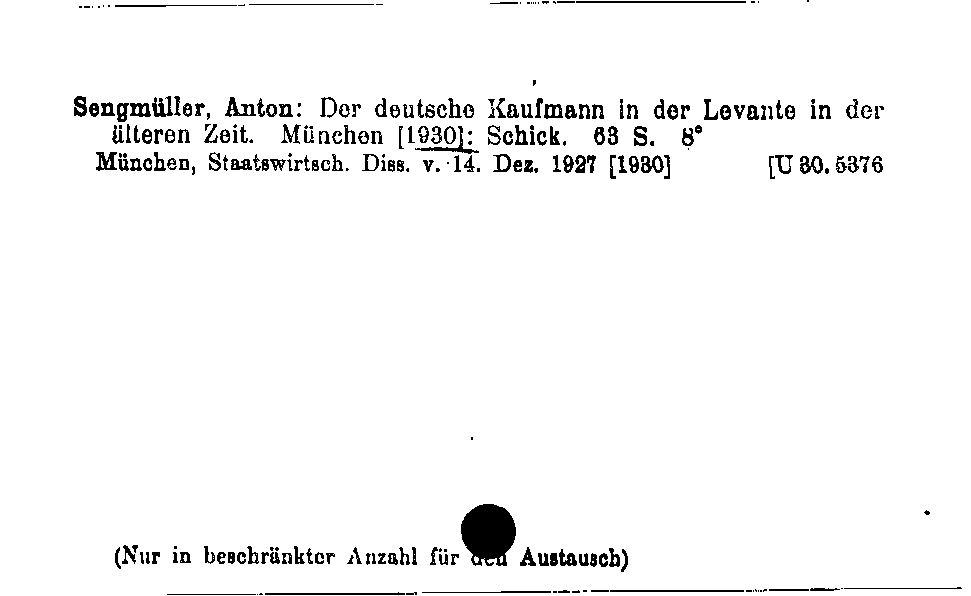 [Katalogkarte Dissertationenkatalog bis 1980]