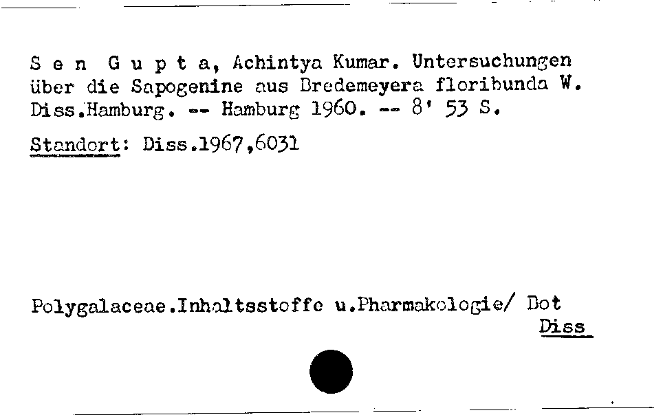 [Katalogkarte Dissertationenkatalog bis 1980]