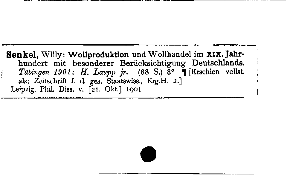 [Katalogkarte Dissertationenkatalog bis 1980]