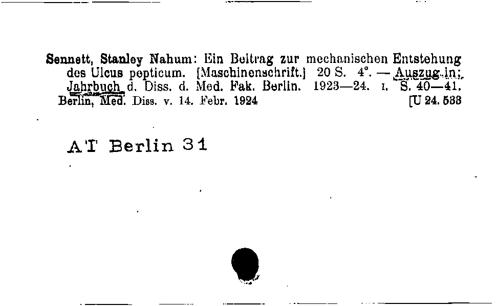 [Katalogkarte Dissertationenkatalog bis 1980]