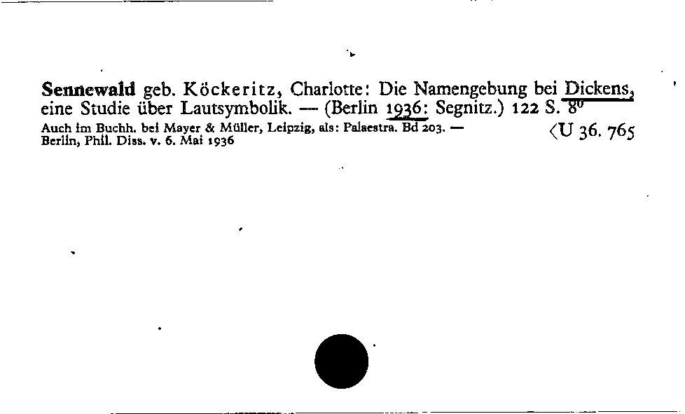 [Katalogkarte Dissertationenkatalog bis 1980]