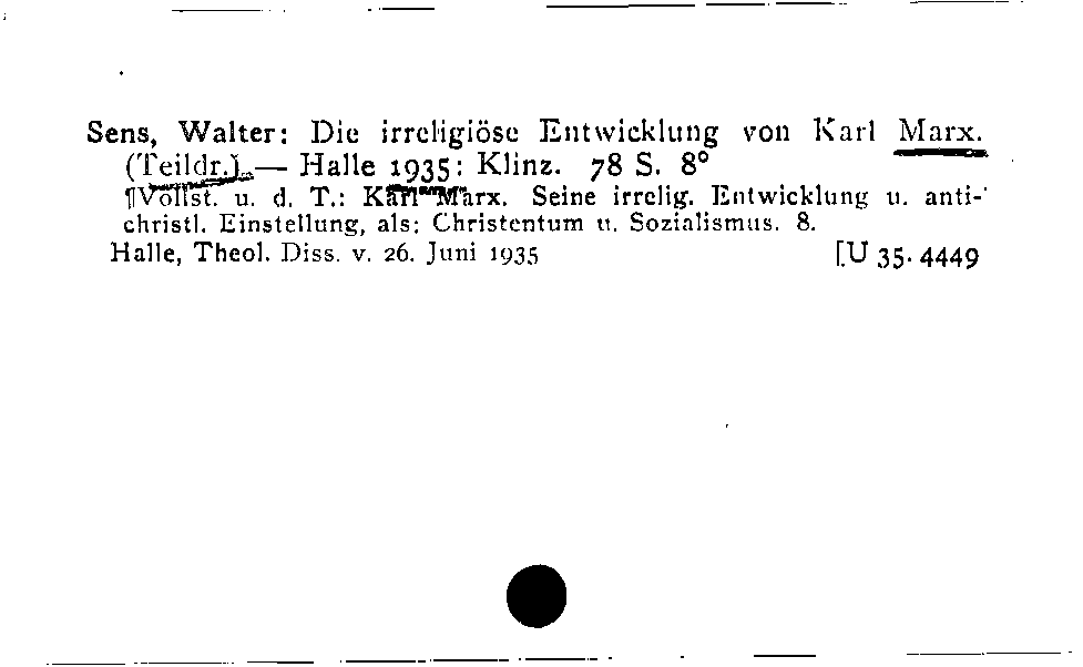 [Katalogkarte Dissertationenkatalog bis 1980]