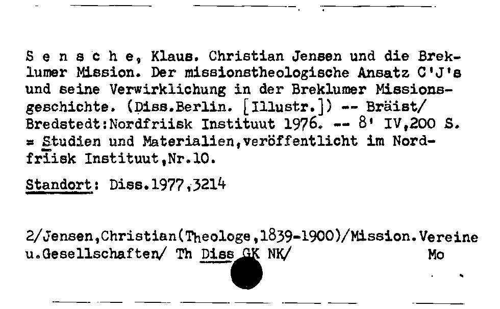 [Katalogkarte Dissertationenkatalog bis 1980]