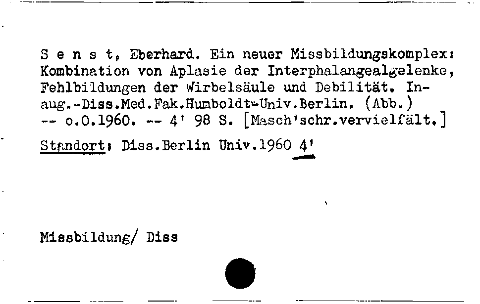 [Katalogkarte Dissertationenkatalog bis 1980]