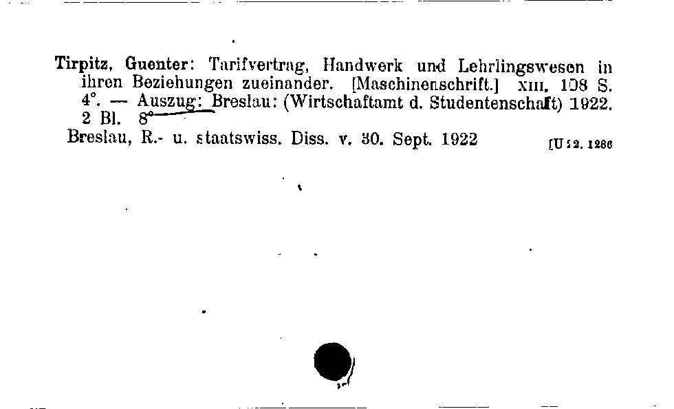 [Katalogkarte Dissertationenkatalog bis 1980]