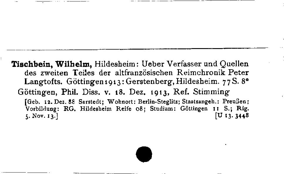 [Katalogkarte Dissertationenkatalog bis 1980]