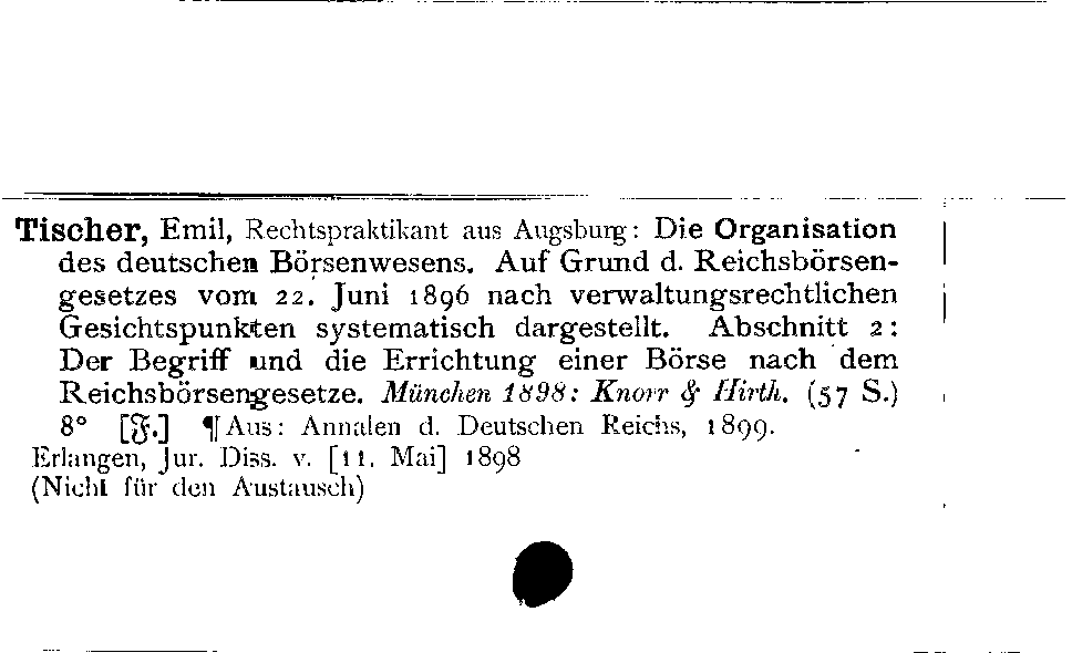 [Katalogkarte Dissertationenkatalog bis 1980]