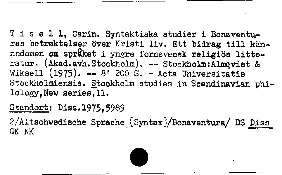 [Katalogkarte Dissertationenkatalog bis 1980]