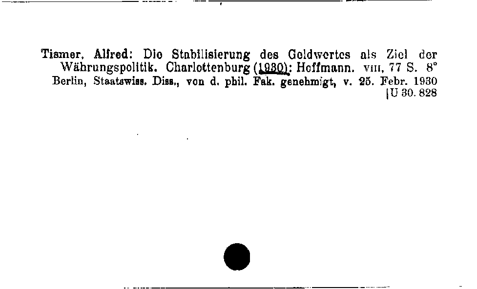 [Katalogkarte Dissertationenkatalog bis 1980]