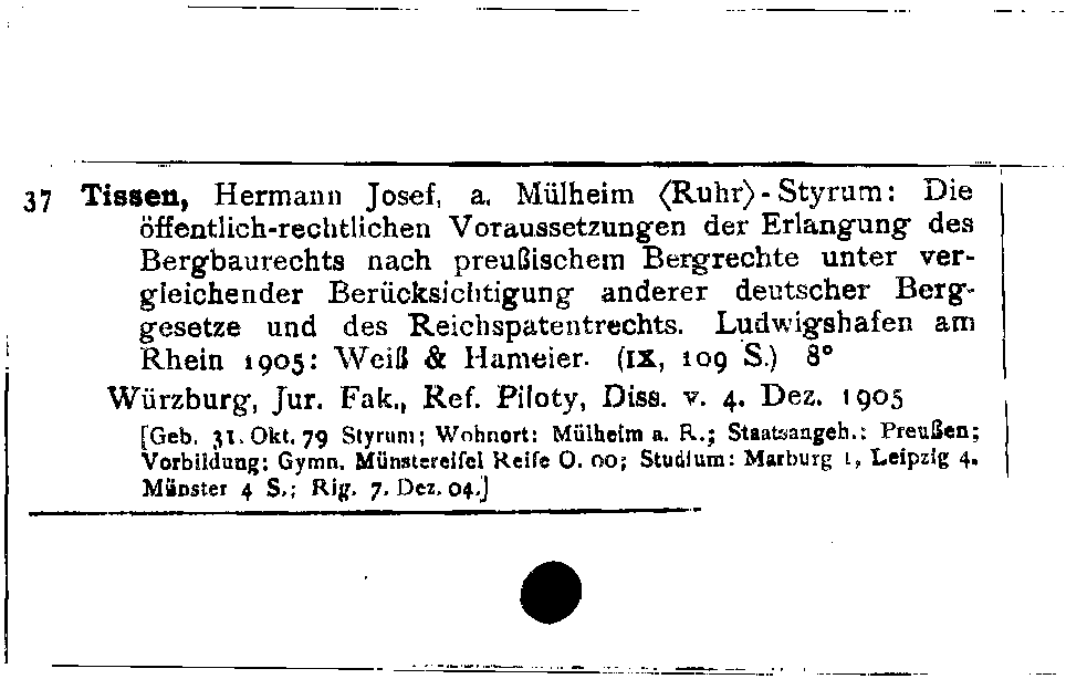 [Katalogkarte Dissertationenkatalog bis 1980]