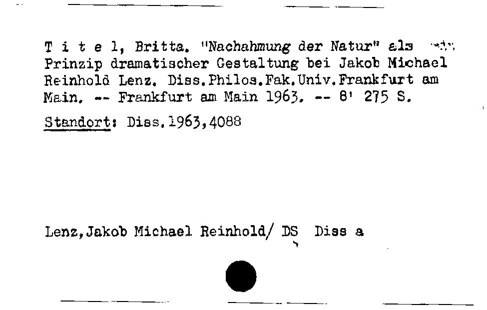 [Katalogkarte Dissertationenkatalog bis 1980]