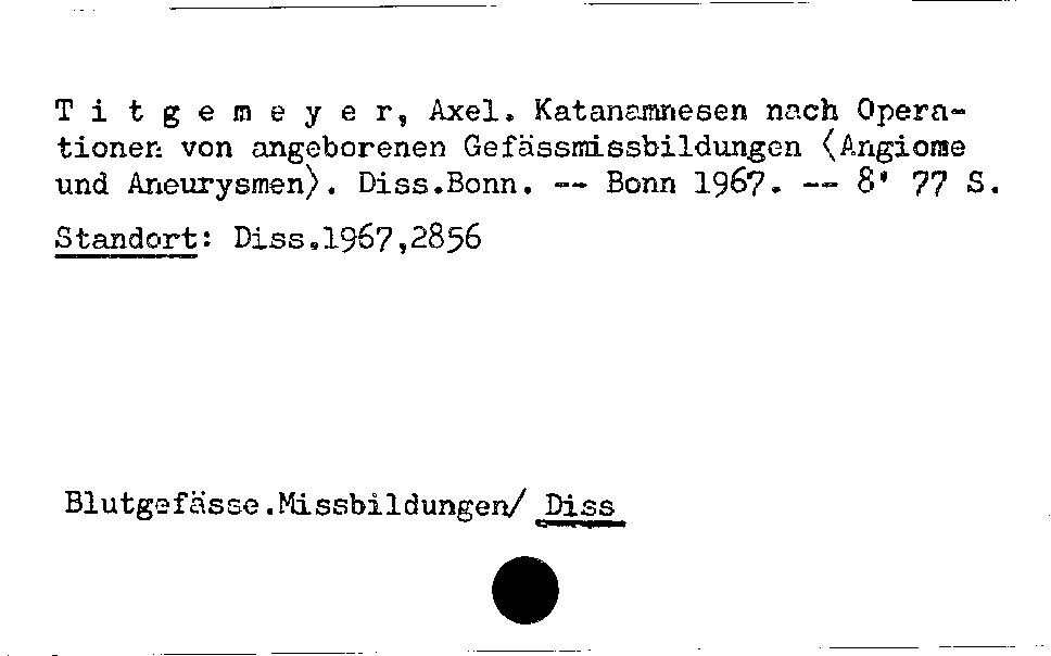 [Katalogkarte Dissertationenkatalog bis 1980]