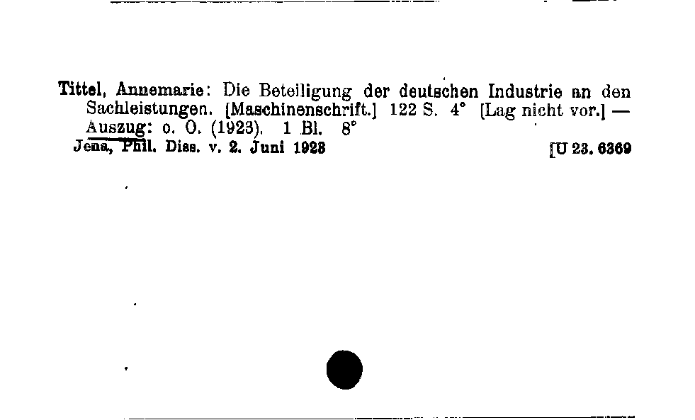 [Katalogkarte Dissertationenkatalog bis 1980]