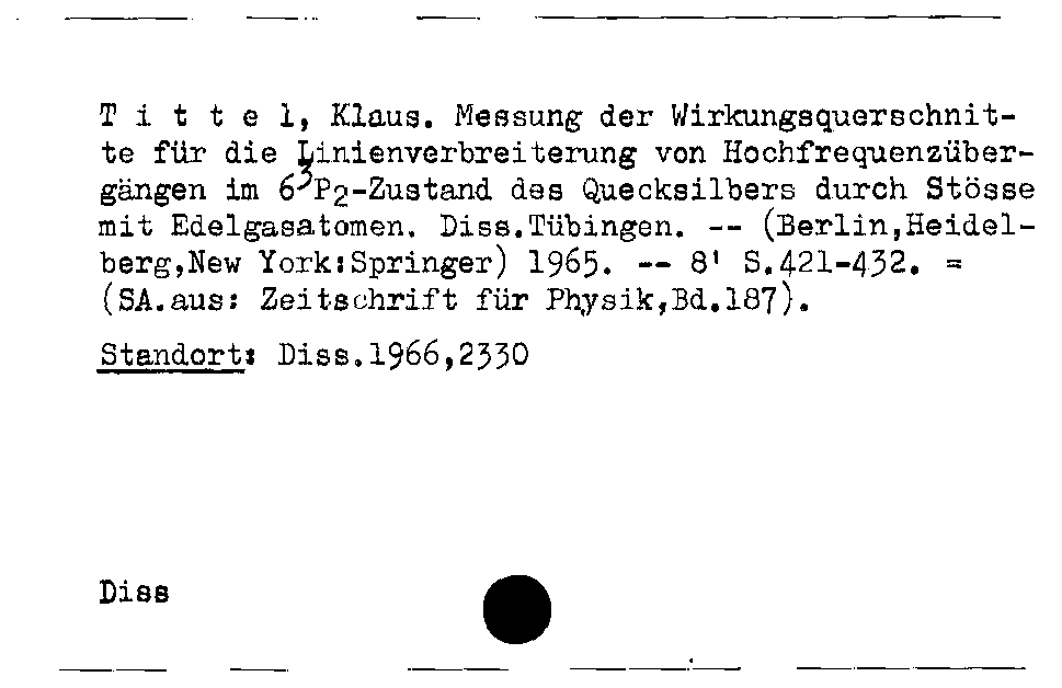 [Katalogkarte Dissertationenkatalog bis 1980]